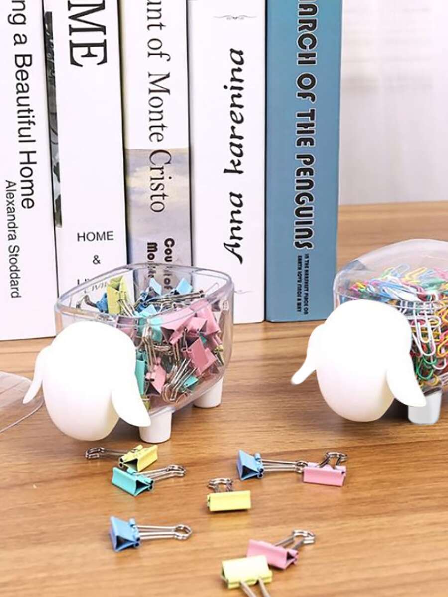 1pc Sheep Shaped Stationery Paper Clip Holder - White - View 1