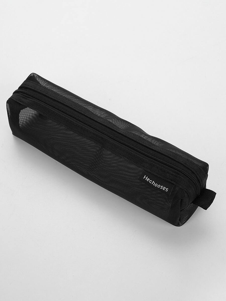 1peça Estojo de lápis decoração remendo - Preto - Ver 1