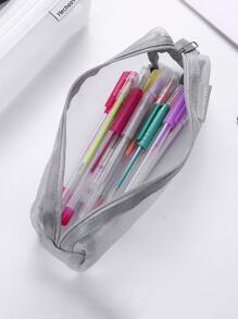 1peça Estojo de lápis decoração remendo - Preto - Ver 4