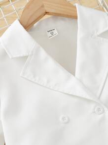 女孩泡泡袖西裝領襯衫和吊帶連體褲