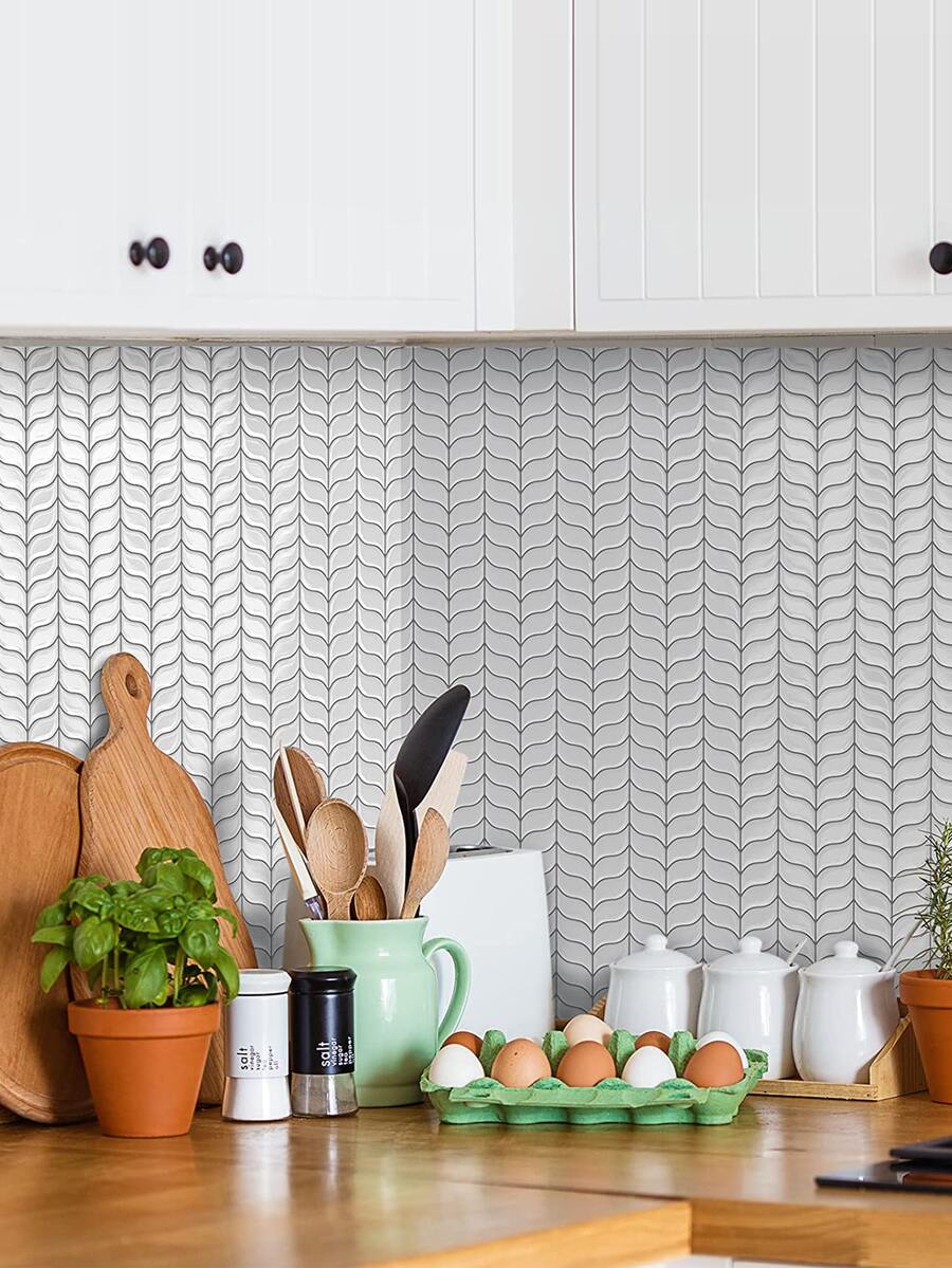 4 piezas Calcomanía de pared con patrón geométrico impermeable cocina moderno de mascota cocina para casa