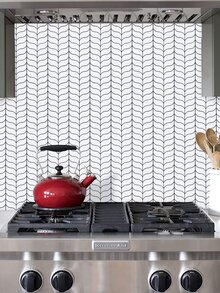 4 piezas Calcomanía de pared con patrón geométrico impermeable cocina moderno de mascota cocina para casa