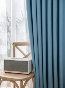 1 rèm cản sáng màu xám nhạt, rèm cản sáng cách nhiệt chặn tia UV, thích hợp cho phòng khách, phòng ngủ, làm tối phòng khi mất điện, mùa thu/đông - Màu xanh lam - Xem 7