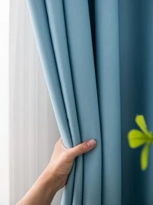 1 rèm cản sáng màu xám nhạt, rèm cản sáng cách nhiệt chặn tia UV, thích hợp cho phòng khách, phòng ngủ, làm tối phòng khi mất điện, mùa thu/đông - Màu xanh lam - Xem 6