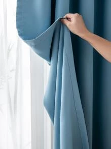 1 rèm cản sáng màu xám nhạt, rèm cản sáng cách nhiệt chặn tia UV, thích hợp cho phòng khách, phòng ngủ, làm tối phòng khi mất điện, mùa thu/đông - Màu xanh lam - Xem 5