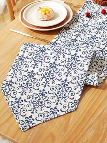 1pc Geometric Pattern Table Runner, Vintage Polyester Table Runner For Dining Room - Multicolor - View 2
