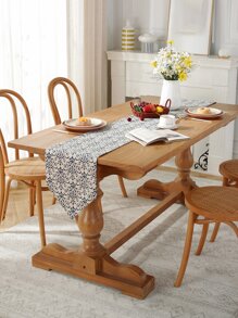 1pc Geometric Pattern Table Runner, Vintage Polyester Table Runner For Dining Room - Multicolor - View 3