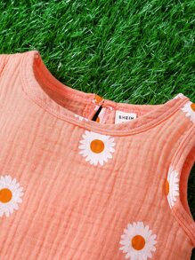 Bộ đồ Em bé Nút Hoa - Màu Hồng  San hô - Xem 3