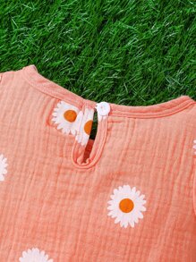 Bộ đồ Em bé Nút Hoa - Màu Hồng  San hô - Xem 4