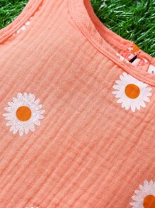 Bộ đồ Em bé Nút Hoa - Màu Hồng  San hô - Xem 6