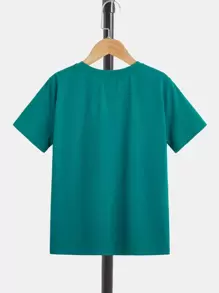 SHEIN Tween Boy Letter Graphic Tee & Drawstring Waist Shorts