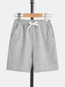 SHEIN Tween Boy Letter Graphic Tee & Drawstring Waist Shorts