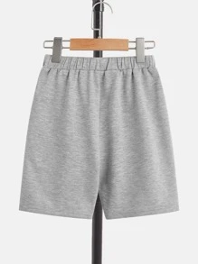 SHEIN Tween Boy Letter Graphic Tee & Drawstring Waist Shorts