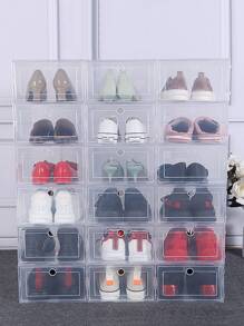 6pcs/set Plastic Shoe Organizer, Clear Minimalist Shoes Storage Box, For Household Storage Box - White - View 5
