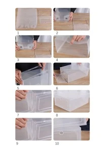 6pcs/set Plastic Shoe Organizer, Clear Minimalist Shoes Storage Box, For Household Storage Box - White - View 4