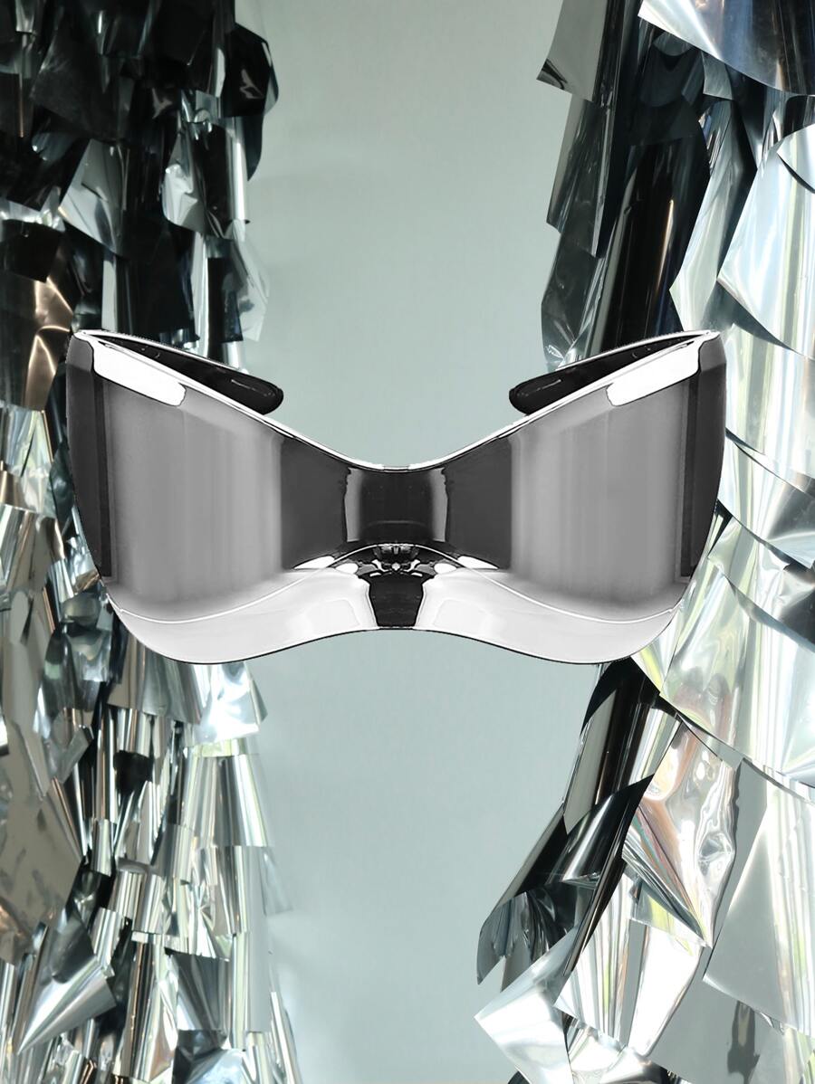 1 pieza Parche de ojo estilo gótico, de plata con reflejo cóncavo - Accesorio creativo de ciencia ficción y moda cool para COSPLAY, selfie, protección solar, cobertura facial (incluye cuerda antiperdi da) - Gafas de sol para verano, playa, vacaciones y exteriores - Plateado - Ver 1