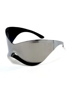 1 pieza Parche de ojo estilo gótico, de plata con reflejo cóncavo - Accesorio creativo de ciencia ficción y moda cool para COSPLAY, selfie, protección solar, cobertura facial (incluye cuerda antiperdi da) - Gafas de sol para verano, playa, vacaciones y exteriores - Plateado - Ver 3