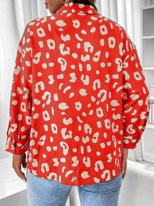 SHEIN LUNE Camisa con estampado de leopardo - Rojo - Ver 2