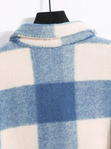 Manfinity Hypemode 男士1入組格紋印花翻蓋口袋落肩袖外套 - 藍色 - 查看 4