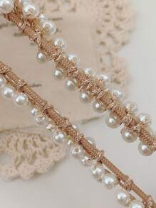 2个仿珍珠装饰发圈，优雅马尾辫发圈，发绳，发圈，发饰，头饰，弹力发带 - 彩色 - 查看 2