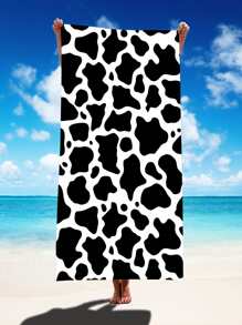 1入組奶牛圖案海灘現代超細纖維沙灘巾適用於旅行 - 彩色 - 查看 2