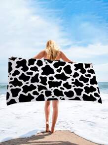 1入組奶牛圖案海灘現代超細纖維沙灘巾適用於旅行 - 彩色 - 查看 5