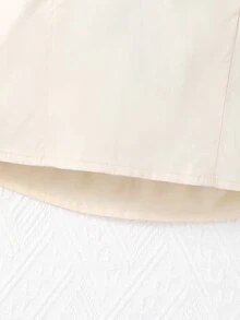 嬰兒拼接網眼刺繡荷葉邊後鎖孔襯衫 - 杏色 - 查看 6