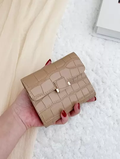 محفظة نسائية صغيرة رفيعة وخفيفة الوزن مزينة بنقوش التماسيح، متعددة الطبقات، محفظة بتصميم بسيط وعصري للأعمال وهدايا عيد الميلاد وعيد الحب وللنساء والبنات والجامعة والمدرسة والمناسبات الخاصة