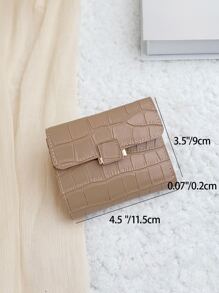 鳄鱼压纹零钱包 小号双折超薄女士钱包 迷你 薄 轻便 多层 便携式 身份证 信用卡 简约 时尚 现代商务 周年纪念 情人节 生日礼物 情侣礼物 女孩礼物 女士礼物 女包 学校用品 宿舍礼物 返校礼物 女士钱包 钱包 小钱包 - 卡其色 - 查看 3