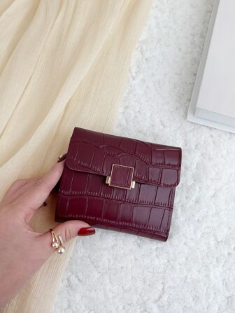 Crocodile Embossed Coin Pocket Small Bi-Fold Slim Women Wallet Mini Thin Lightweight Multi Layer Portable ID Card Credit Card Minimalist Fashion Modern Business For Anniversary For On Valentine Day For Birthday Gift For Couple For Girls For Lady For Female Bag School Supplies For School Dorm Room & Back To School Gift For Women Wallet Purse Wallet Small Wallet