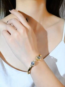 KKCOLA 1入夏季幾何氧化鋯女手鍊,適用於派對、度假和海灘,是節日、派對和聚會的完美禮物 - 金黃色 - 查看 2