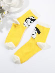 Dog Pattern Crew Socks - Multicolor - View 2