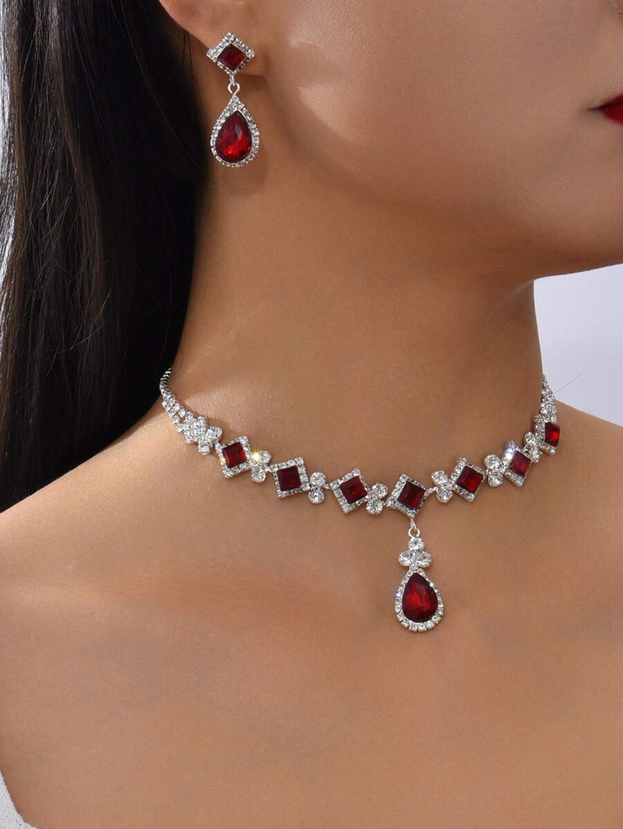 3入組/套水鑽水滴裝飾首飾套裝適合女士適合派對宴會婚禮