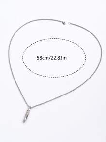 時尚流行1入組男士幾何吊墜項鍊，不銹鋼首飾，適合珠寶禮物和時尚外觀 - 銀色 - 查看 3