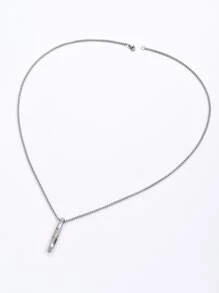 時尚流行1入組男士幾何吊墜項鍊，不銹鋼首飾，適合珠寶禮物和時尚外觀 - 銀色 - 查看 4