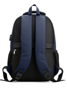 Waterproof,Portable Minimalist Large Capacity Backpack - Navy Blue - View 2