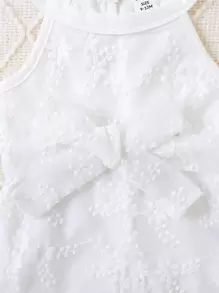 Baby Girl Floral Embroidery Cami Romper & Accessory Headband - White - View 5