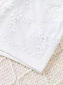 Baby Girl Floral Embroidery Cami Romper & Accessory Headband - White - View 6