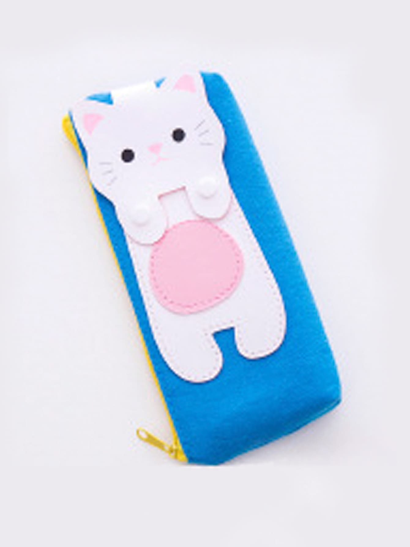 1 pieza Estuche con diseño de gato de dibujos animados - Blanco - Ver 1