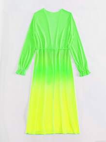 Swim Vcay Ombre Mesh Tie Front Kimono - Multicolor - View 5
