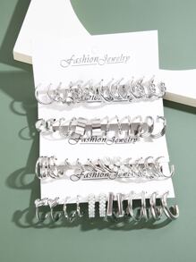 48對/套華麗的人造珍珠裝飾扭轉耳環,適用於禮物贈送 - 銀色 - 查看 3