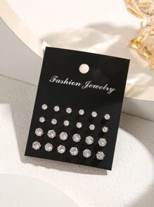 12 cặp/bộ Bông tai trang trí bằng đá Cubic Zirconia - Vàng - Xem 4