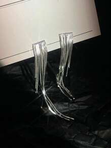 Bông tai thả chuỗi tua - Bạc - Xem 3