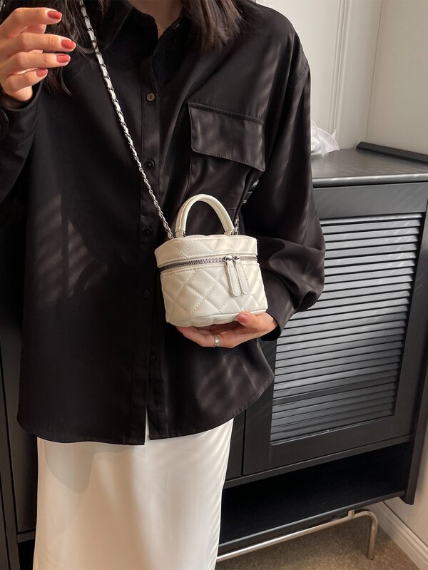 Mini Quilted Chain Bucket Bag SHEIN USA