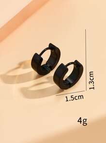 Minimalist Hoop Earrings - Black - View 3