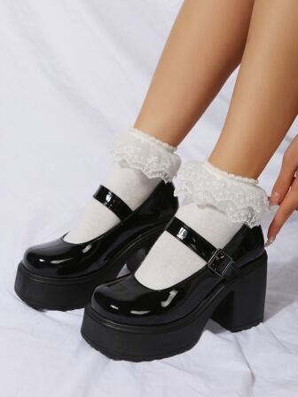 秋冬新款时尚优雅防水厚底高跟鞋，女士优雅玛丽珍鞋，派对鞋