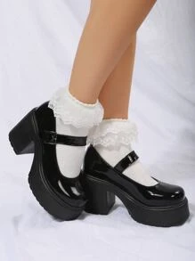 秋冬新款时尚优雅防水厚底高跟鞋，女士优雅玛丽珍鞋，派对鞋