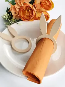 10 piezas con oreja de conejo Servilleta simple madera Servilletero Anillo para cocina