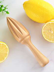 1pc Wooden Manual Squeeze Juicer, Multifunction Hand Press Lemon Squeezer For Fresh Fruit Juice - Khaki - View 1