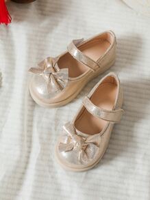 女孩透氣蝴蝶結裝飾平底鞋魅力四射戶外瑪麗珍平底鞋 - 金色 - 查看 3